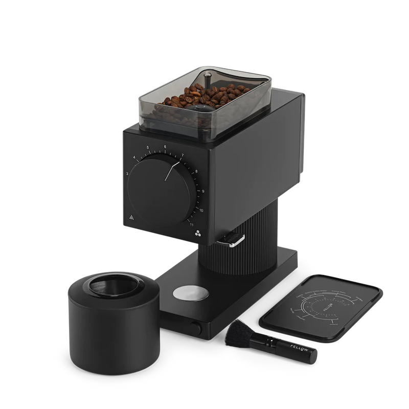 Fellow Ode Brew Gen 2 Electric coffee Grinder Matte Black Accessories Oblique View