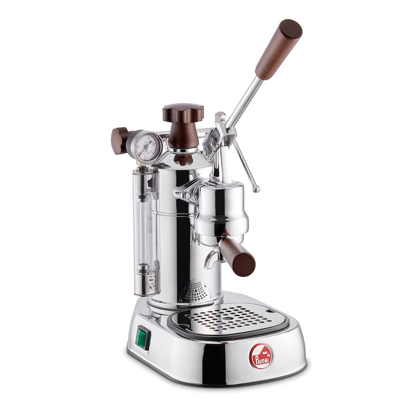 La Pavoni Professional Lusso Chrome Wood Oblique View